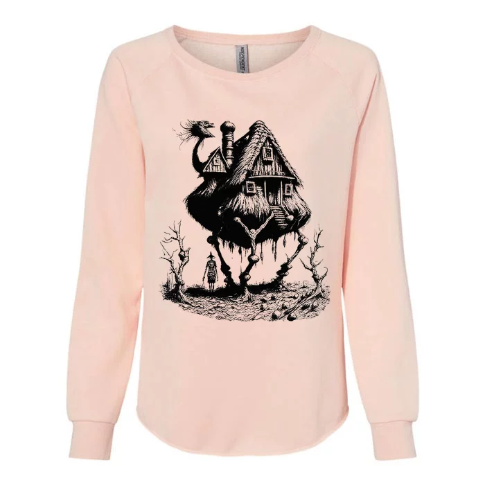 Walking House on Chicken Legs Slavic folklore Baba Yaga Art Womens California Wash Sweatshirt