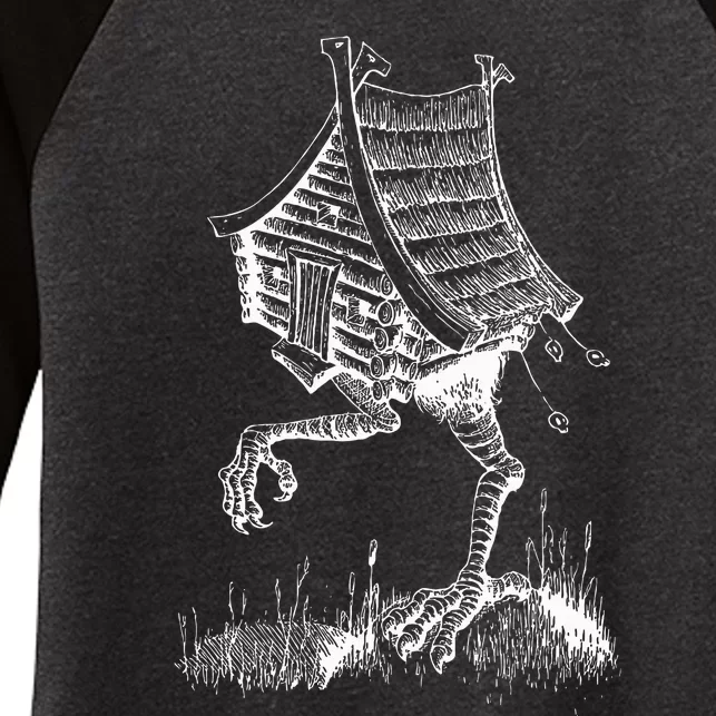 Walking House On Chicken Legs Slavic Folklore Baba Yaga Art Women's Tri-Blend 3/4-Sleeve Raglan Shirt