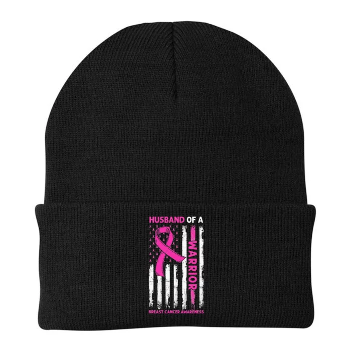 Woman Husband Of A Warrior Breast Cancer Awareness Support Knit Cap Winter Beanie