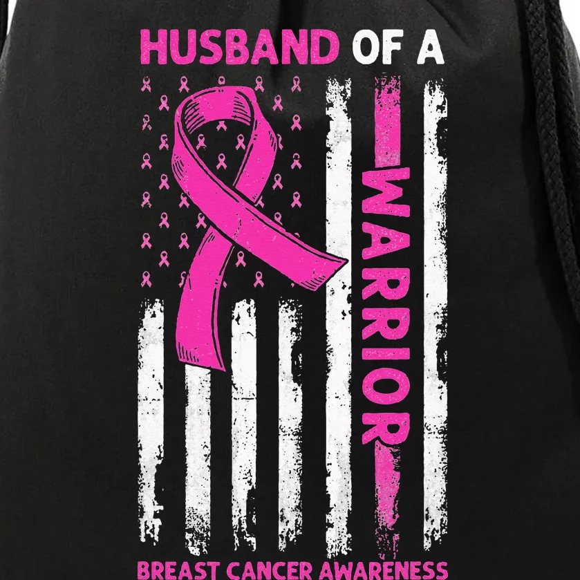 Woman Husband Of A Warrior Breast Cancer Awareness Support Drawstring Bag