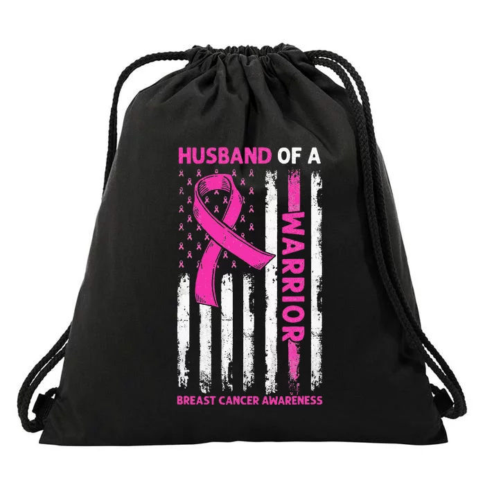 Woman Husband Of A Warrior Breast Cancer Awareness Support Drawstring Bag