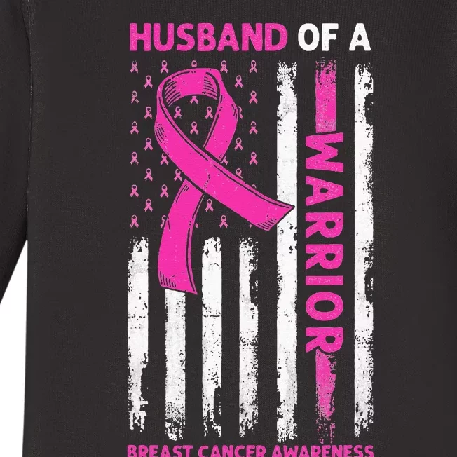 Woman Husband Of A Warrior Breast Cancer Awareness Support Baby Long Sleeve Bodysuit