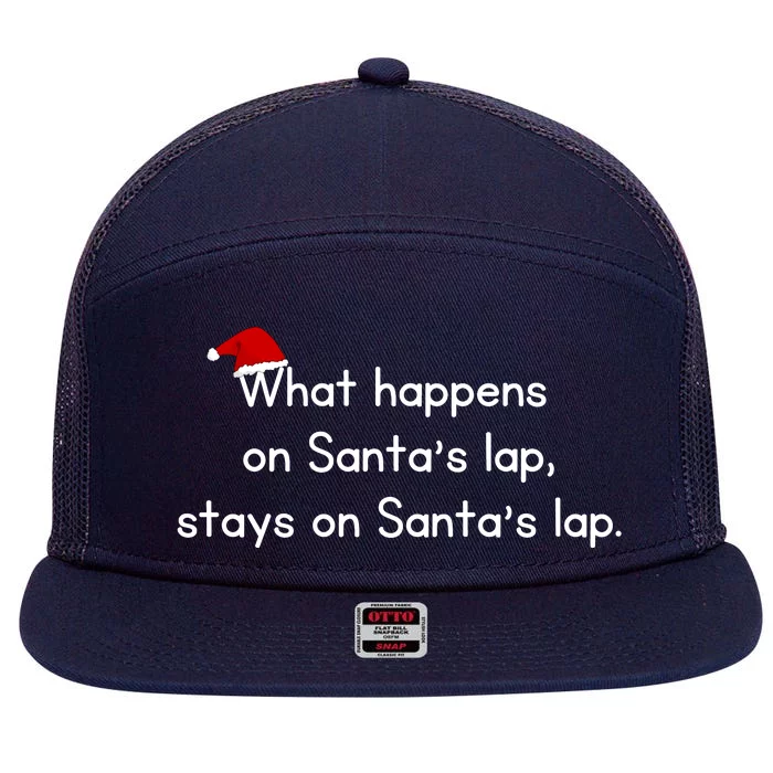 What Happens On Santa's Lap,stays On Santa's Lap. 7 Panel Mesh Trucker Snapback Hat