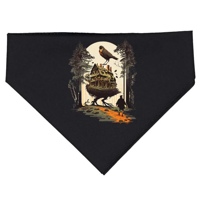 Walking House On Chicken Legs Slavic Folklore Baba Yaga Art USA-Made Doggie Bandana