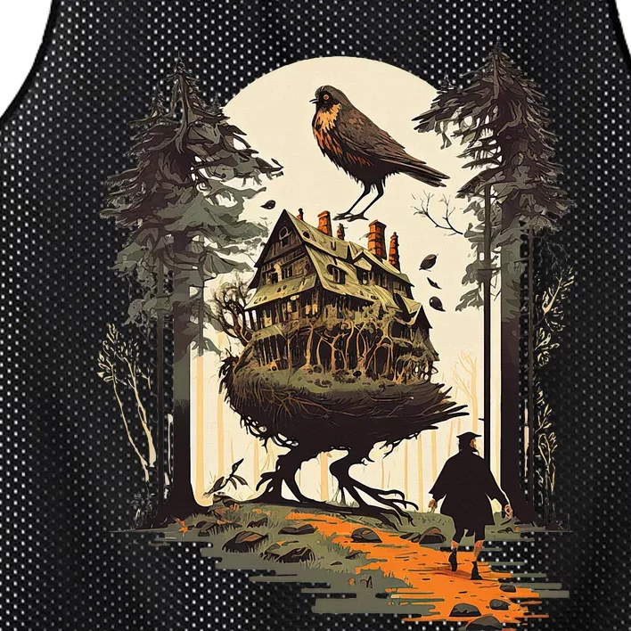 Walking House On Chicken Legs Slavic Folklore Baba Yaga Art Mesh Reversible Basketball Jersey Tank