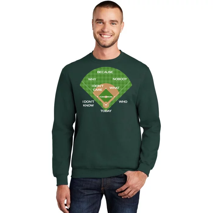 Who's on First Baseball Diamond Fielding Card Tall Sweatshirt