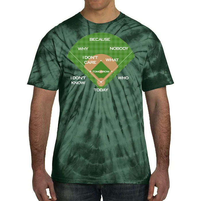 Who's on First Baseball Diamond Fielding Card Tie-Dye T-Shirt