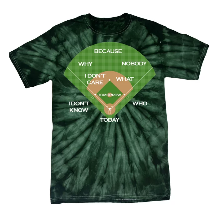 Who's on First Baseball Diamond Fielding Card Tie-Dye T-Shirt