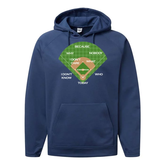 Who's on First Baseball Diamond Fielding Card Performance Fleece Hoodie