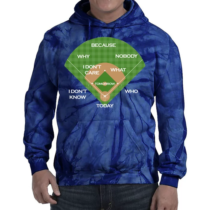 Who's on First Baseball Diamond Fielding Card Tie Dye Hoodie