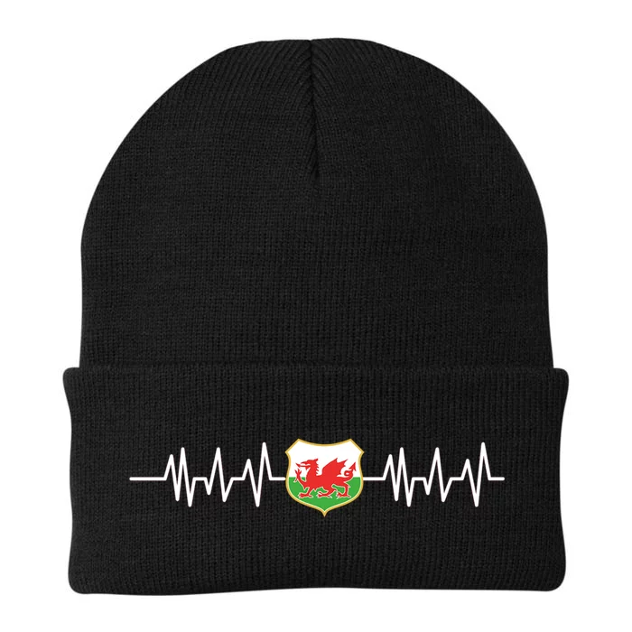 Wales Heartbeat Pulse Wales Flag Knit Cap Winter Beanie