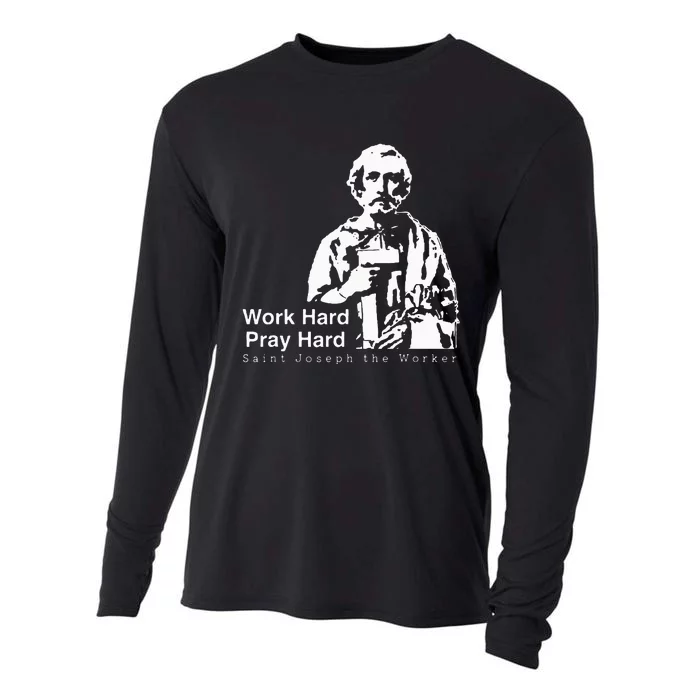 Work Hard Pray Hard Saint Joseph The Worker Cooling Performance Long Sleeve Crew