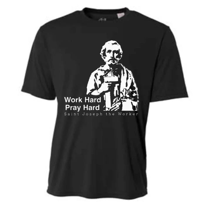 Work Hard Pray Hard Saint Joseph The Worker Cooling Performance Crew T-Shirt