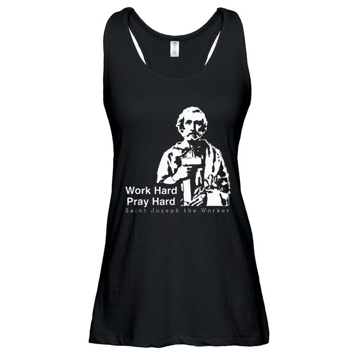 Work Hard Pray Hard Saint Joseph The Worker Ladies Essential Flowy Tank