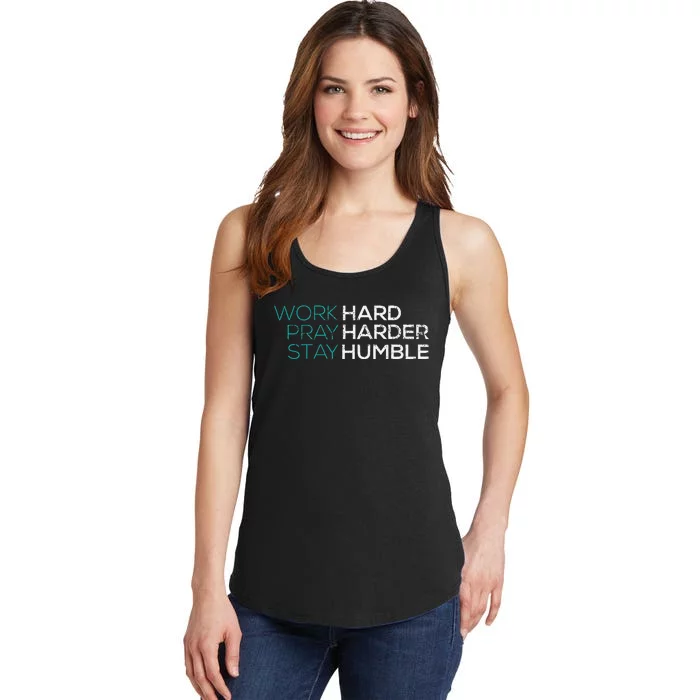 Work Hard Pray Harder Stay Humble Vintage Inspirational Ladies Essential Tank