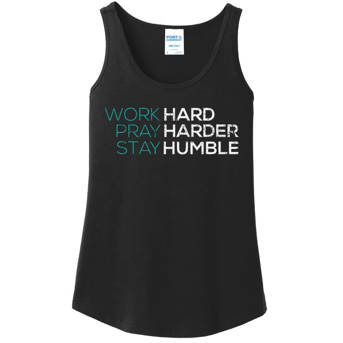 Work Hard Pray Harder Stay Humble Vintage Inspirational Ladies Essential Tank