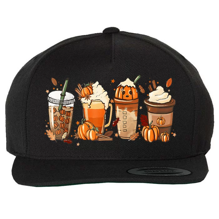 Wo Halloween Pumpkin Coffee Shirt Wool Snapback Cap