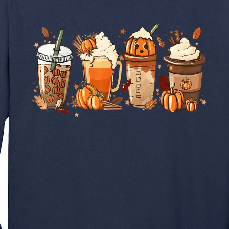 Wo Halloween Pumpkin Coffee Shirt Tall Long Sleeve T-Shirt