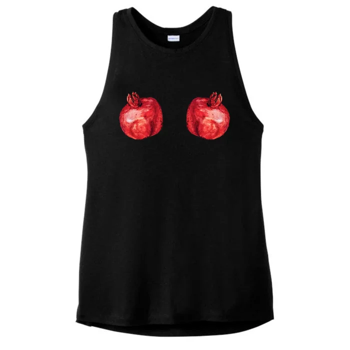 Watercolor Hanging Pomegranate Fruit Lovers Cool Gift Ladies Tri-Blend Wicking Tank