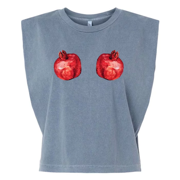 Watercolor Hanging Pomegranate Fruit Lovers Cool Gift Garment-Dyed Women's Muscle Tee