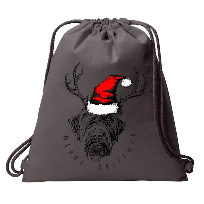 Wire Haired Pointing Griffon Griffmas Drawstring Bag