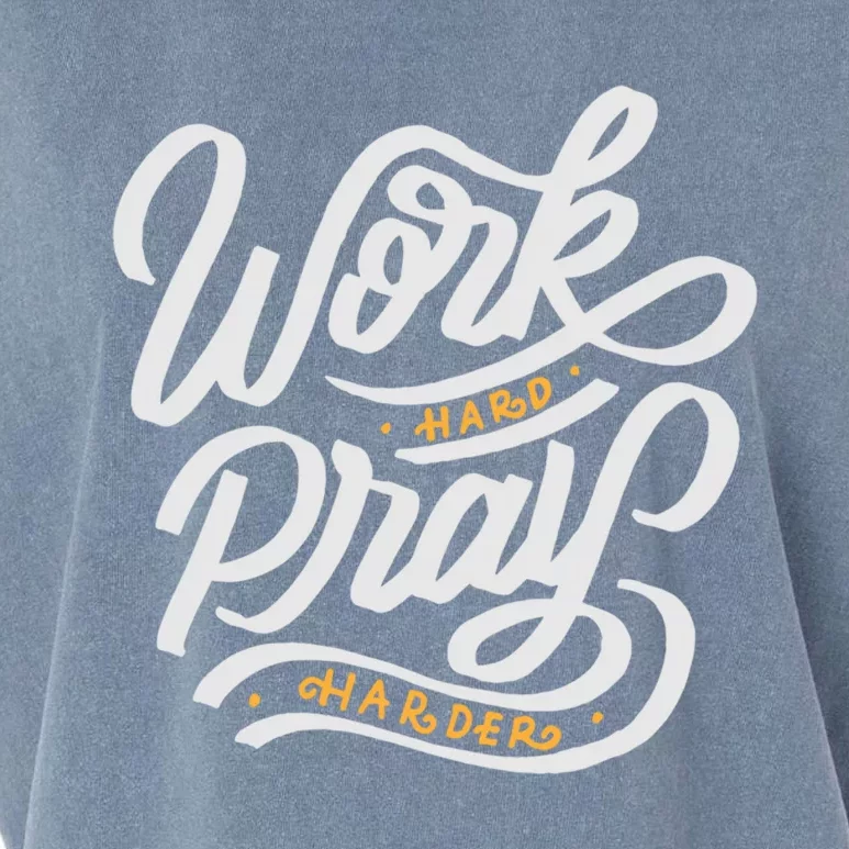 Work Hard Pray Harder Religious Inspiration Gift Garment-Dyed Women's Muscle Tee