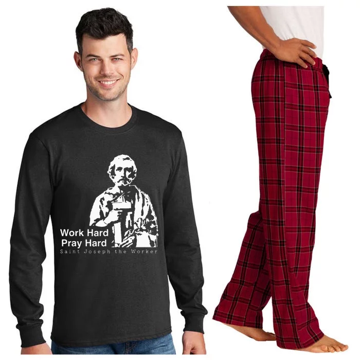 Work Hard Pray Hard Saint Joseph The Worker Long Sleeve Pajama Set