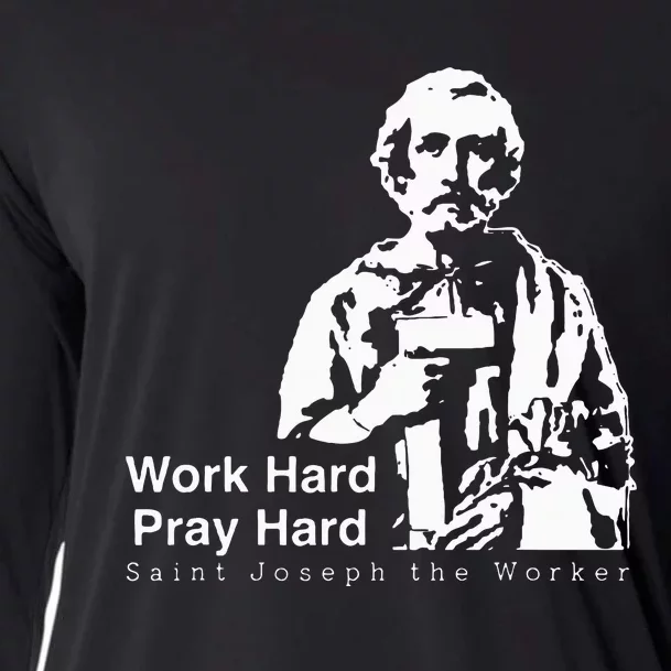 Work Hard Pray Hard Saint Joseph The Worker Cooling Performance Long Sleeve Crew