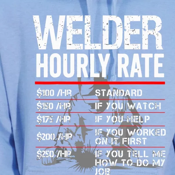 Welder Hourly Rate Funny Welding Gift For Metal Worker Unisex Surf Hoodie