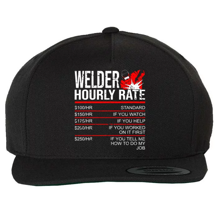 Welder Hourly Rate Funny Welding Gift For Metal Worker Wool Snapback Cap