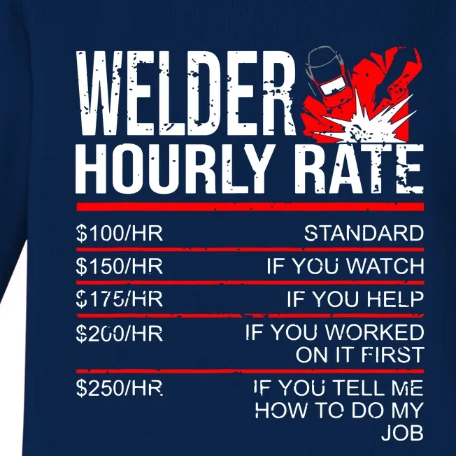 Welder Hourly Rate Funny Welding Gift For Metal Worker Baby Long Sleeve Bodysuit