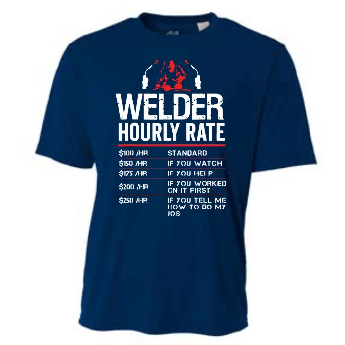 Welder Hourly Rate Funny Welding Gift For Metal Worker Cooling Performance Crew T-Shirt