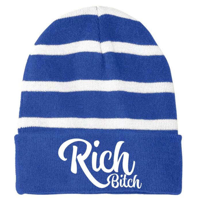 Wo Hot Rich Bitch Fashion Tops Great Gift Striped Beanie with Solid Band