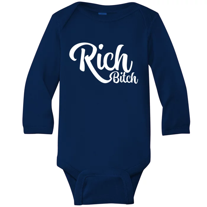 Wo Hot Rich Bitch Fashion Tops Great Gift Baby Long Sleeve Bodysuit