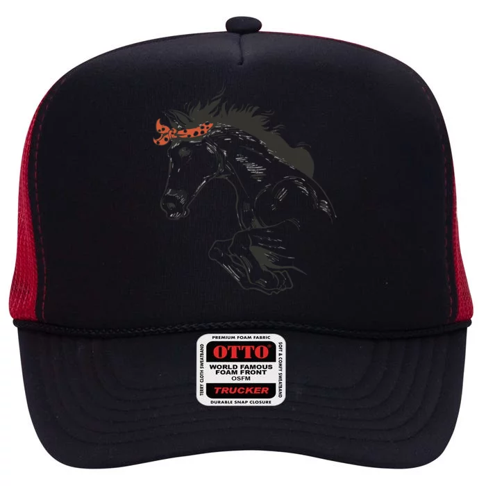 Wild Horse Running High Crown Mesh Trucker Hat