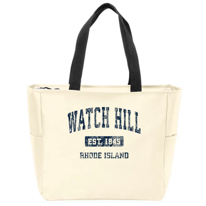 Watch Hill Rhode Island RI Vintage Athletic Sports Design Zip Tote Bag