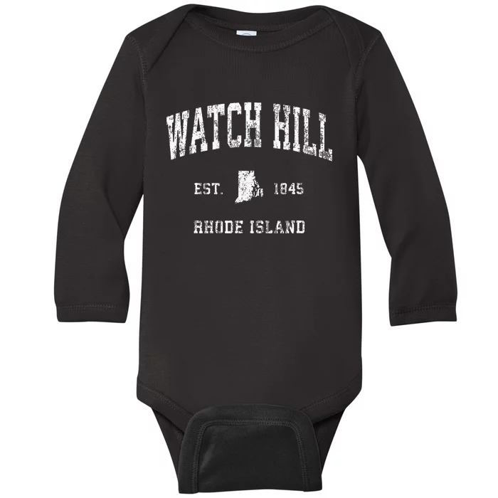 Watch Hill Rhode Island Ri Vintage Athletic Sports Design Baby Long Sleeve Bodysuit