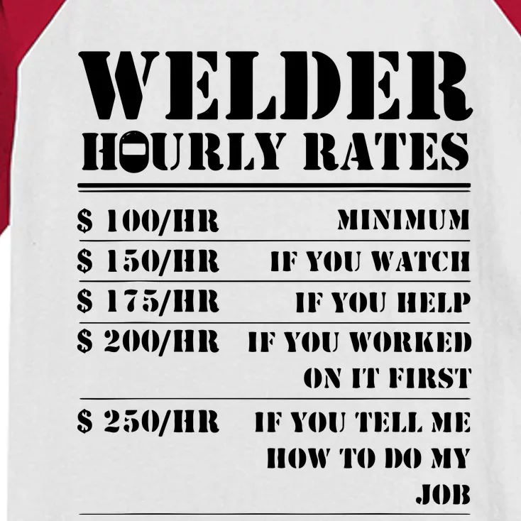 Welder Hourly Rate Funny Welding Kids Colorblock Raglan Jersey