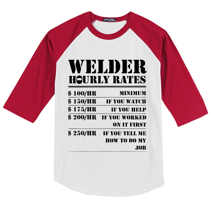 Welder Hourly Rate Funny Welding Kids Colorblock Raglan Jersey