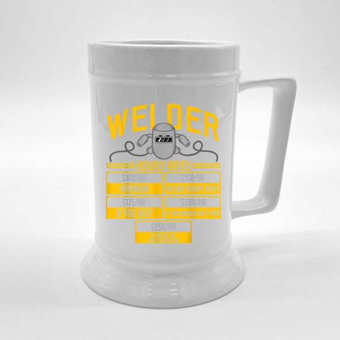 Welder Hourly Rate Funny Welding Gift For Hard Worker Welder Front & Back Beer Stein