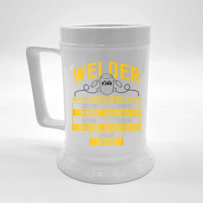 Welder Hourly Rate Funny Welding Gift For Hard Worker Welder Front & Back Beer Stein