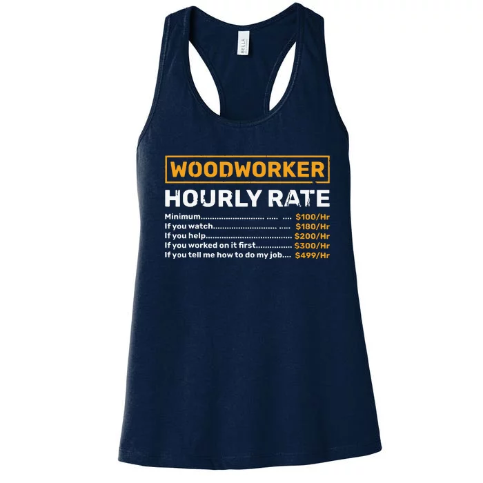 Woodworker Hourly Rate Woodworking Women's Racerback Tank