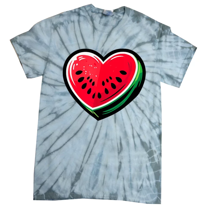 Watermelon Heart Shaped Summer Fruit Tie-Dye T-Shirt