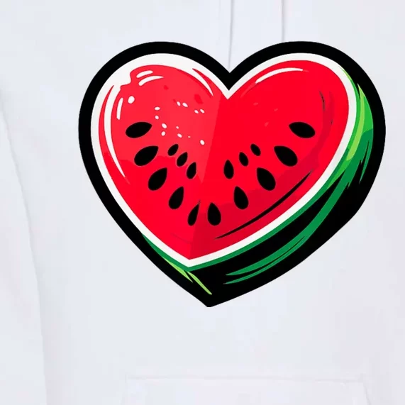 Watermelon Heart Shaped Summer Fruit Premium Hoodie