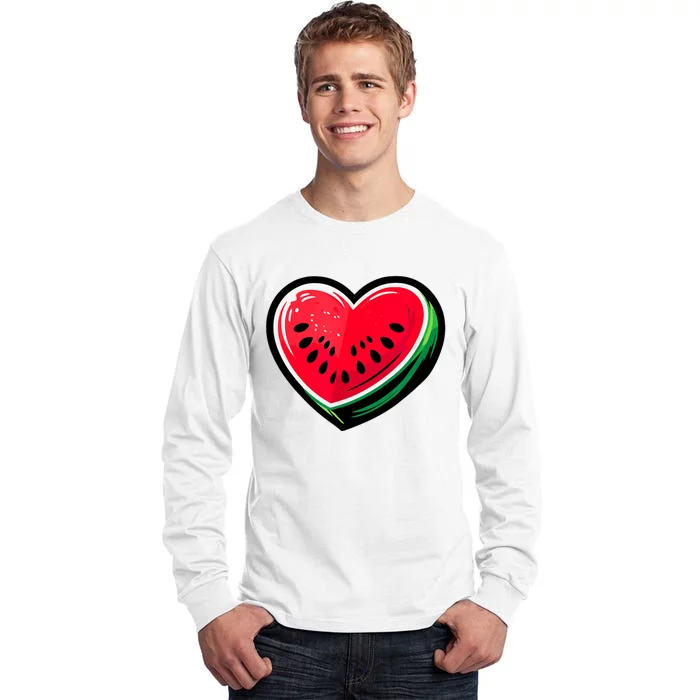 Watermelon Heart Shaped Summer Fruit Tall Long Sleeve T-Shirt