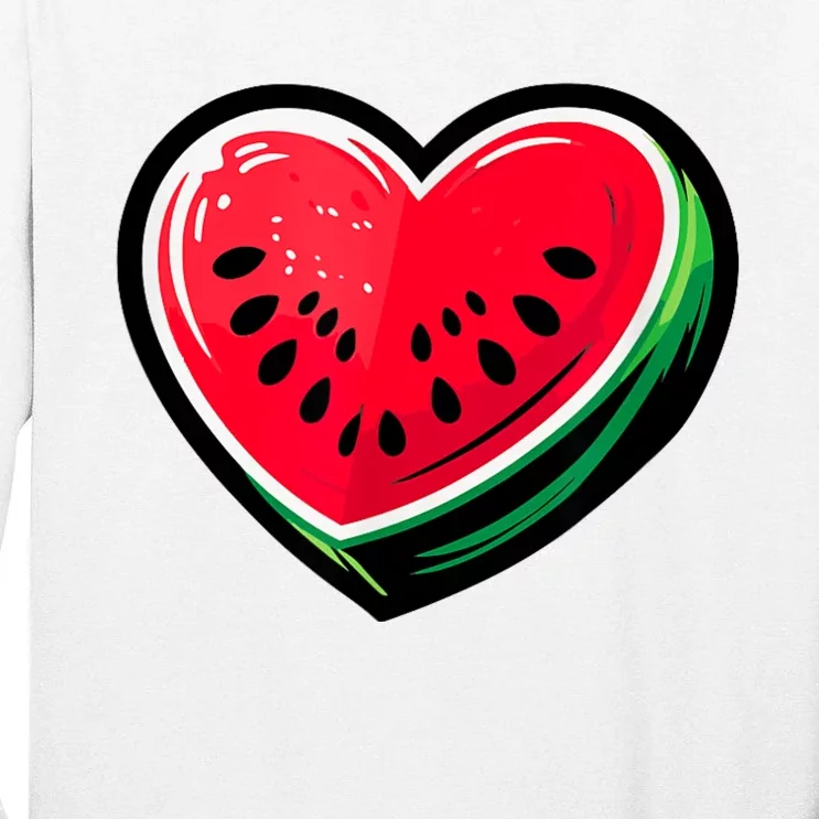 Watermelon Heart Shaped Summer Fruit Tall Long Sleeve T-Shirt