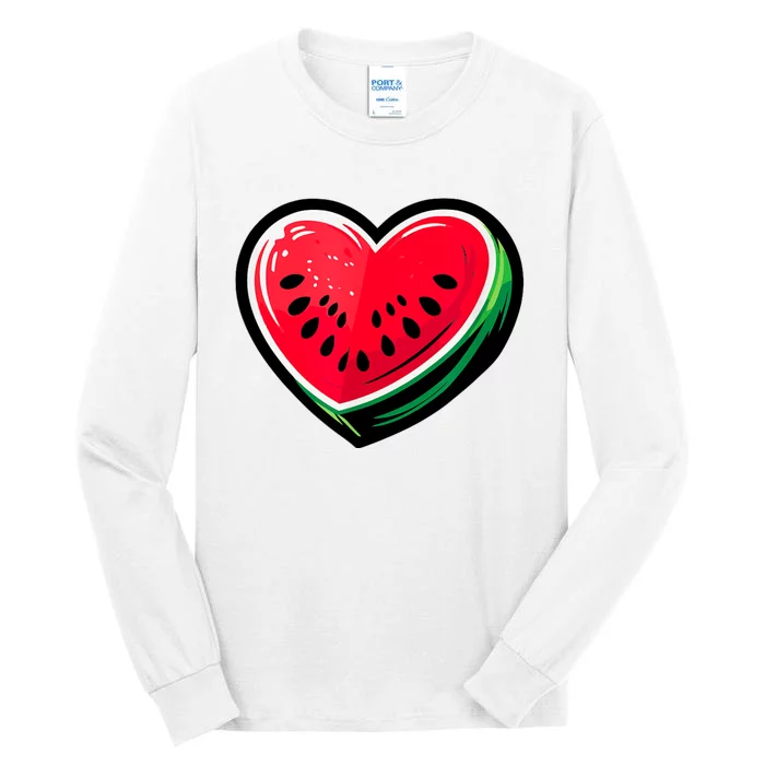 Watermelon Heart Shaped Summer Fruit Tall Long Sleeve T-Shirt