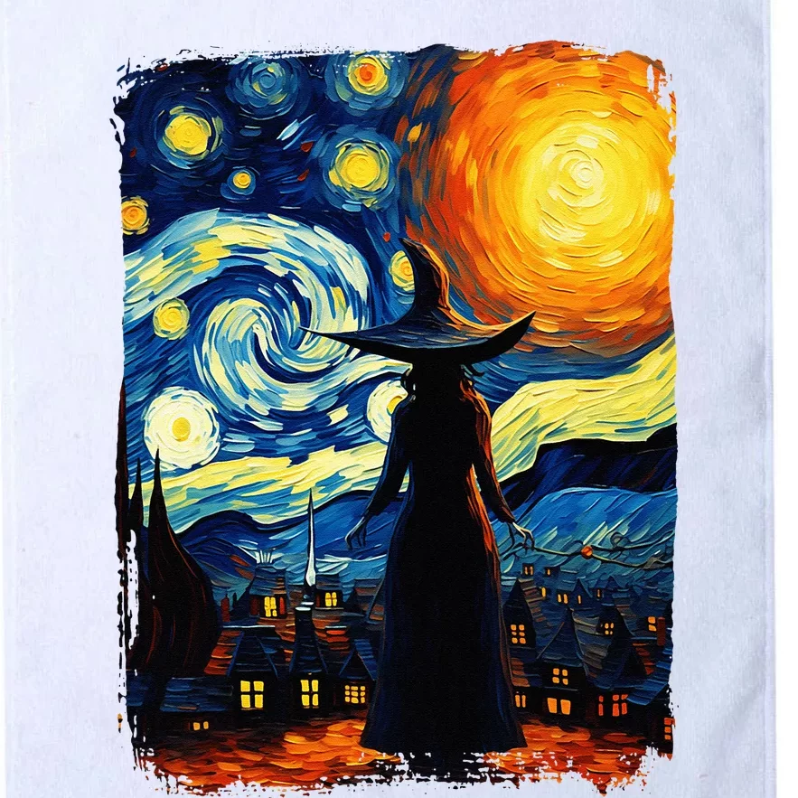 Witch Halloween Starry Night Van Gogh Aesthetic Painting Platinum Collection Golf Towel