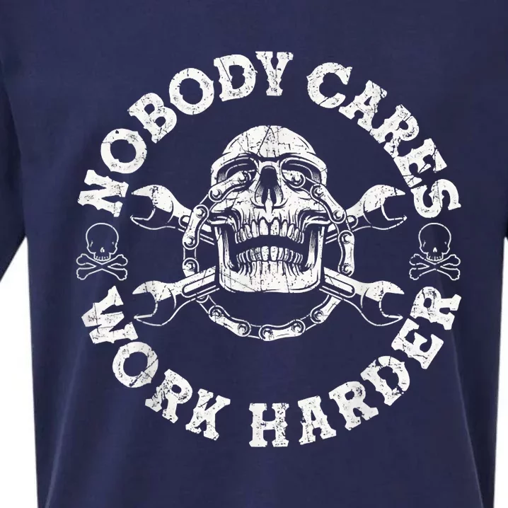 Work Harder Skull Engineer Meme No One Cares Work Harder Motivational Quote Sueded Cloud Jersey T-Shirt