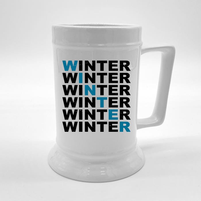 Winter Holiday Season Retro Front & Back Beer Stein